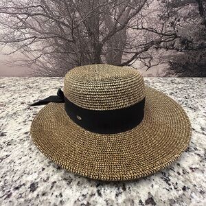 Handmade Scala‎ Tan and Black Women's Straw (Paper/Poly)  Hat